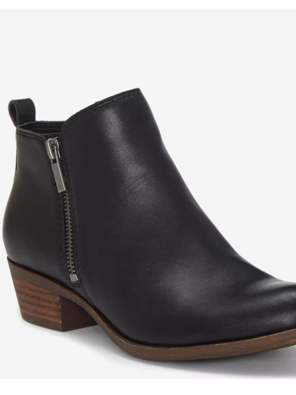 Lucky Brand Basel Ankle Boots Booties Block Heel Black Leather Size 7.5 NEW